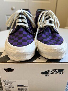 Vans Vault OG Chukka boot canvas purple/black checkerboard. w7/m5.5. New in box.